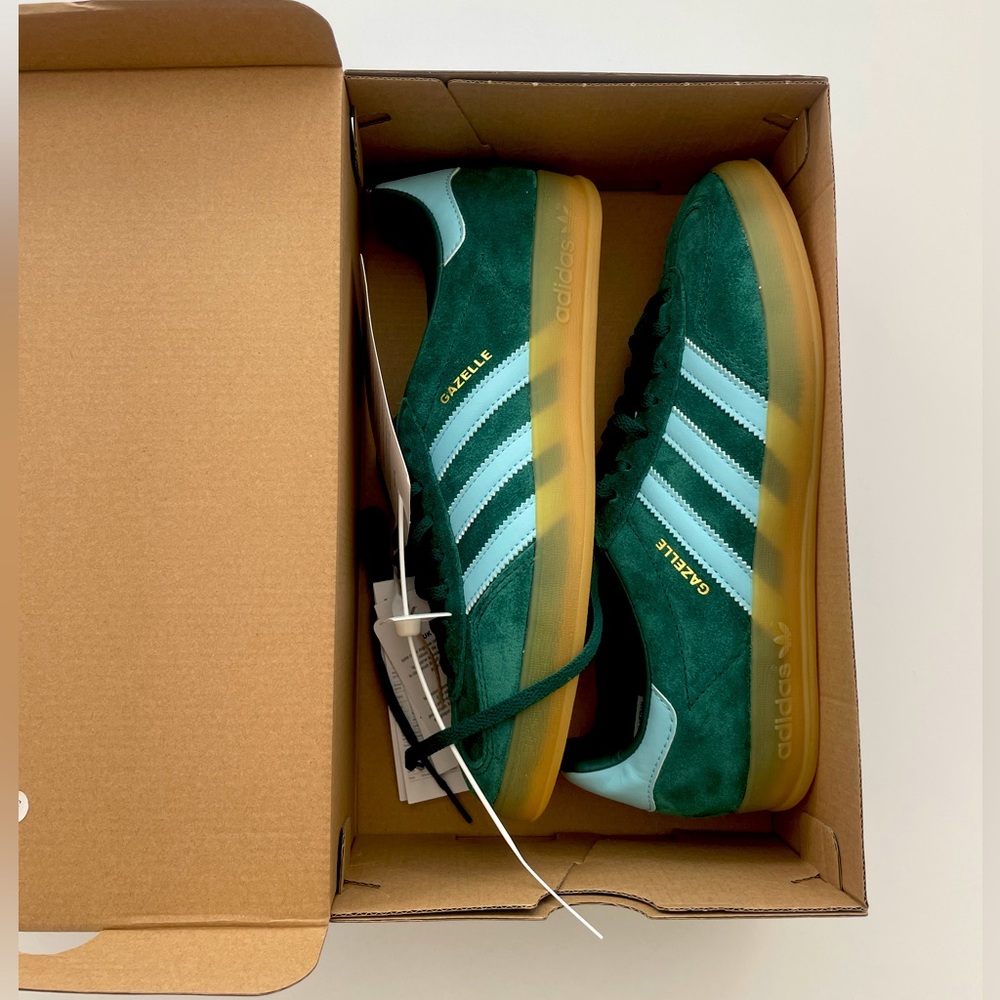 Blue and Green suede Adidas Gazelle Indoor limited edition